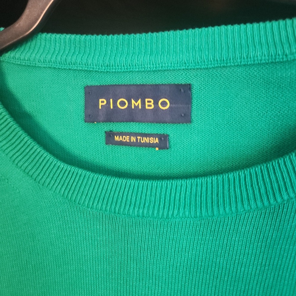 MP Massimo Piombo Men XXL Pima Cotton Knit Sweater Crew Neck Green Pullover NWT - Picture 5 of 6
